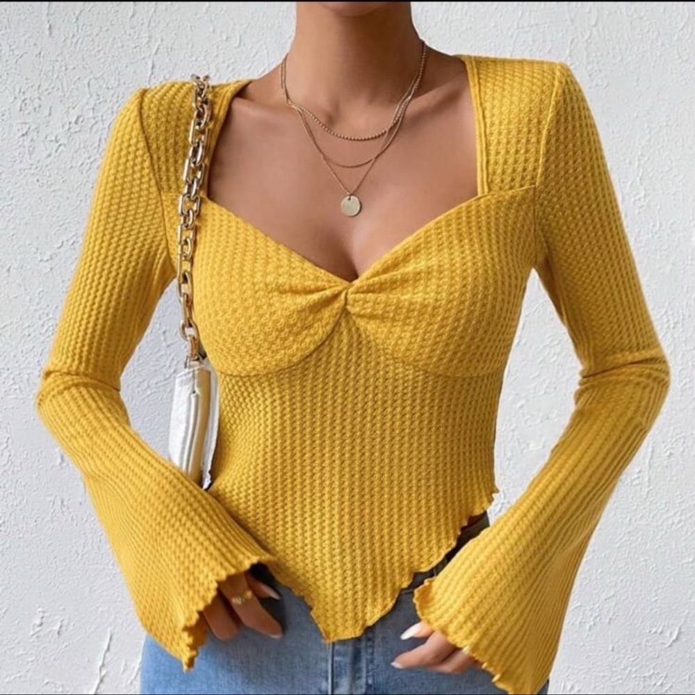 Yellow Long Sleeve Knit Top